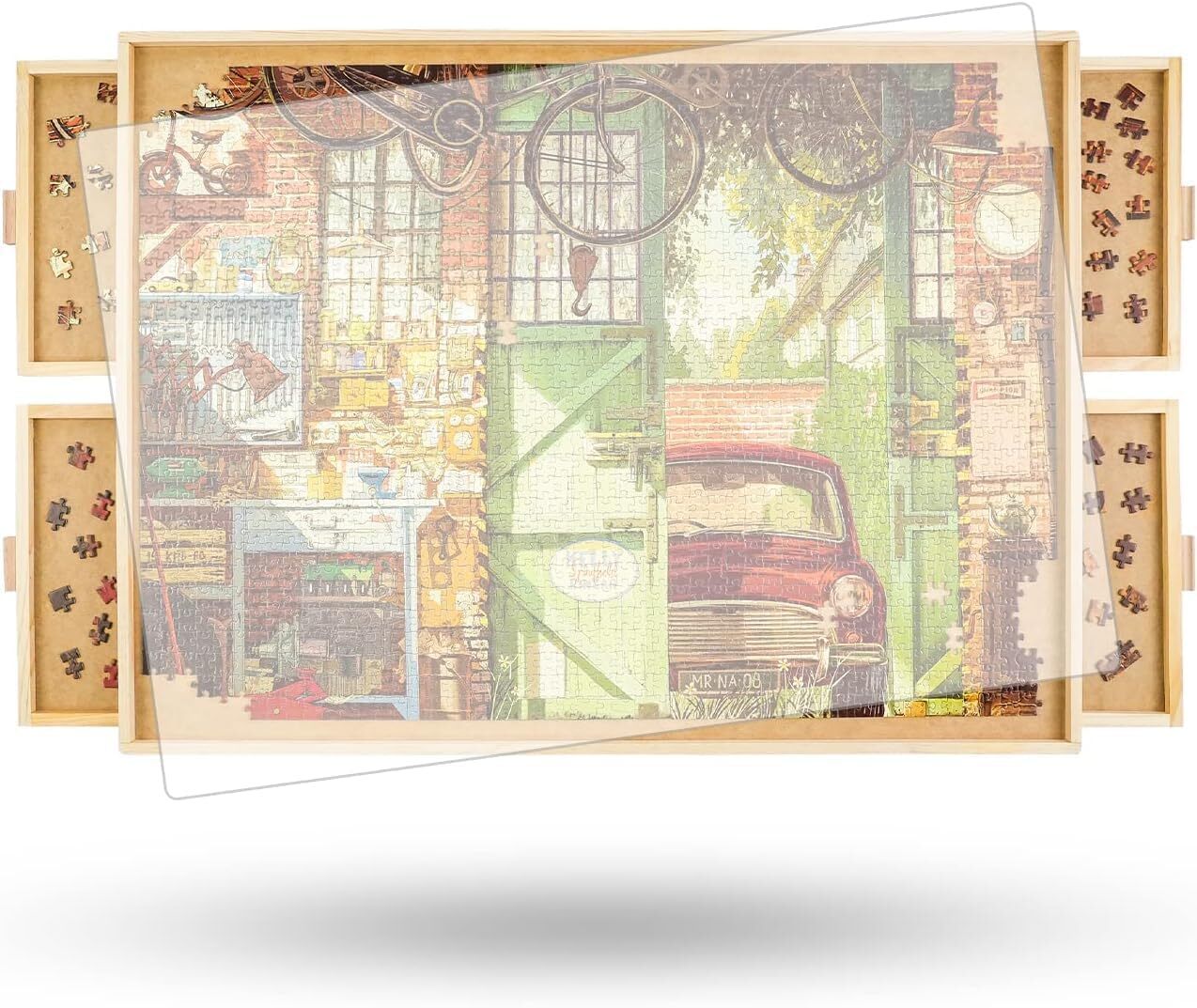ALL4JIG 2000 Piece Rotating Puzzle Board with Drawers and Cover29.7"x41.3"Por...