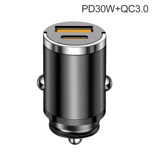Mini Dual Port USB-C USB-A Car Charger Adapter Fast Charge Universal - 30W QC3.0 - Zdjęcie 21 z 23