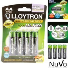 LLOYTRON AA 2700mAh ULTRA HIGH POWER RECHARGEABLE BATTERIES PRE CHARGED LR6 HR6
