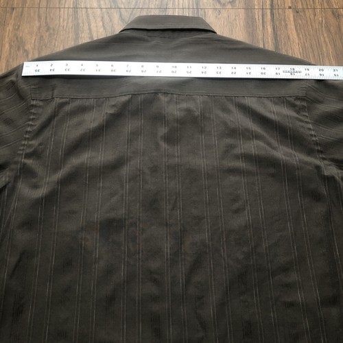 Axist Button Up Shirt Men's Large Long Sleeve Brown Stripes Casual Cotton Blend - Picture 8 of 8