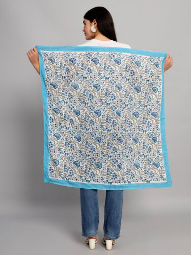 Hand Block Print Women Square Dupatta Bandana Scarf Indian Cotton Fabric Scarves - Picture 22 of 57