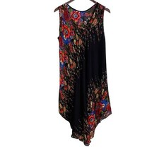 NWT L'effet Pei Black and Red Floral Patterned Penny Dress