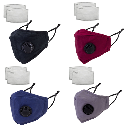 Baumwolle Gesichtsmaske waschbar wiederverwendbar atmungsaktiv mit PM2.5 Filter Tasche Luftventil - Bild 8 von 33