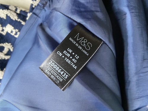 M&S Rock 12 dunkelblau creme Muster Arbeit Karriere formell Bürokleidung Bleistift - Bild 10 von 12