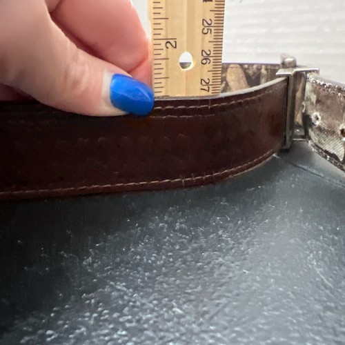 Men's Belt Reversible Bonded Leather Belt Silver-Tone Buckle Over Camo/Brown 38" - Picture 5 of 6