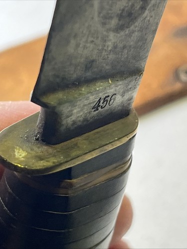 Vintage Edge Mark Solingen Germany Hunting Knife #456 Stacked Leather W/Sheath - Picture 7 of 16