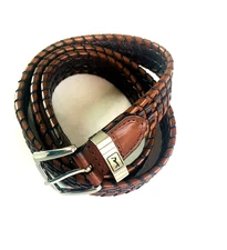 PGA Tour Golf Men 40 Brown Braided Belt Silver Tone Buckle Preppy  Outdoor