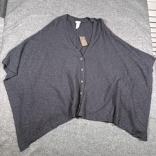 J. Jill Cardigan Sweater Womens Small-Large Gray Blackpearl Button Front Ruana