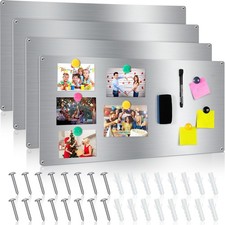 4 Pieces 30 x 14 Inches Magnetic Wall Board Wet Erase Stainless Steel Magnet ...
