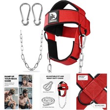 Weight Lifting Neck Harness Soft Padded 30' Steel Chain Support Injury Recovery