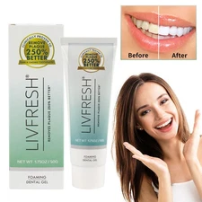 LIVFRESH Toothpaste Gel, Clinically Proven to Remove Plaque 250% Better, Improve