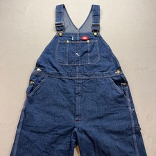 Dickies Bib Overalls Mens 42x30 Blue Indigo Denim Carpenter Workwear 83294NB