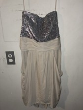 Alice + Olivia Silk Strapless Sequin Cocktail Dress Champagne Mini XXS