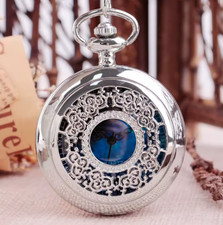 Pocket Watch Mens Mechanical Black Numerals Skeleton Retro Chain Luxury Classic