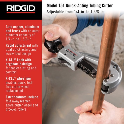 Ridgid 151 1/4" bis 1-5/8" schnellwirkender Schlauchschneider, klein - Bild 2 von 9