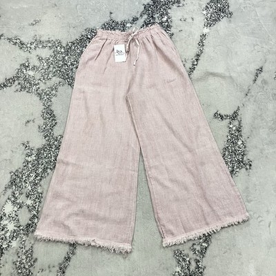 Lys Love Yourself Linen Wide Leg Pants Womens Small Pink Made In Italy NWT