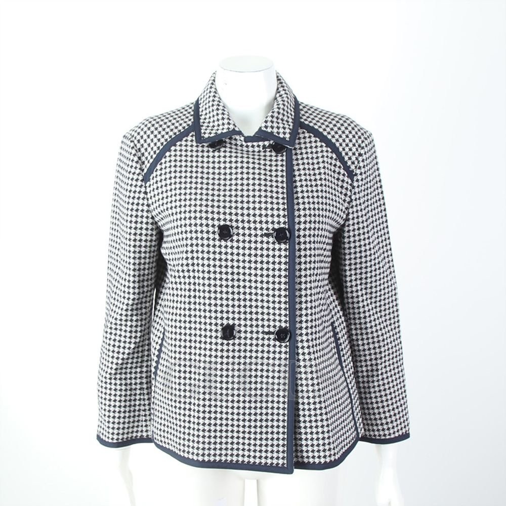 Max Mara Houndstooth Pattern Jacket - Dark Navy - image 5