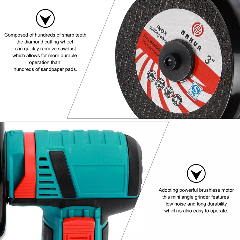 Akku Winkelschleifer 12V Trennschleifer Schleifmaschine Flex Mit 2 Batterien NEU - Bild 4 von 4