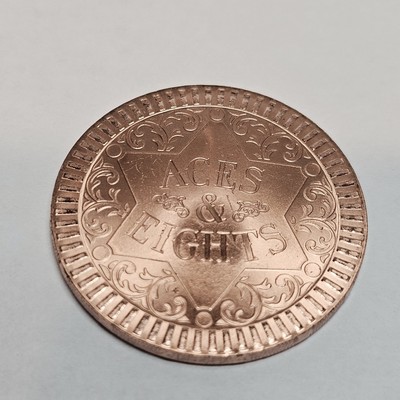 ACES AND EIGHTS FRANKLIN MINT 1 POKER CHIP, COPPER