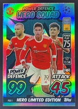2021 Topps Match Attax Luke Shaw Raphael Varane Harry Maguire Hero Squad #PDS1