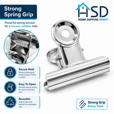 Chrome Metal Bulldog Clips Grip Binder Paper Letter Clamp Office Various Sizes