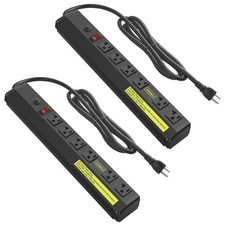 JUNNUJ 20 Amp Power Strip Heavy Duty 2 Pack,Heavy Duty 20 Amp Surge Protector 48