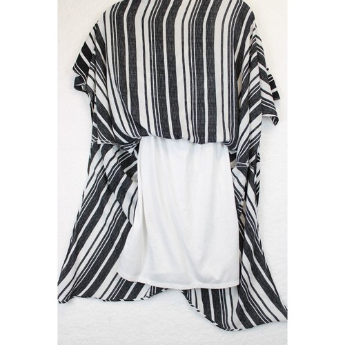 My Michelle Asymmetrical Strap Dress Fairycore Girls Size 12 Stipe Black & White - Picture 12 of 13