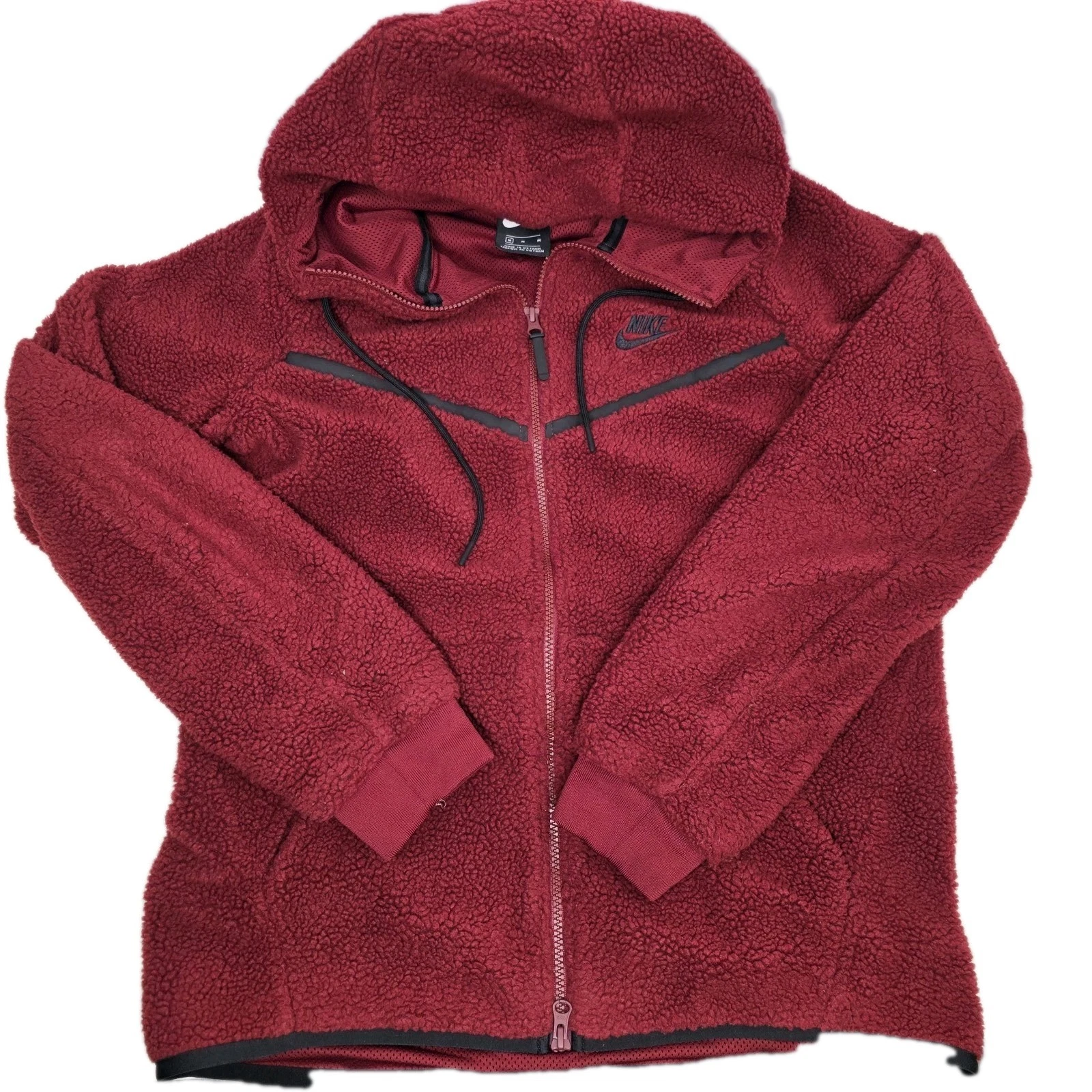 Veste Nike Tech Fleece Sherpa ICON Wind Runner fermeture éclair complète capuche rouge AQ2767 MEDIUM