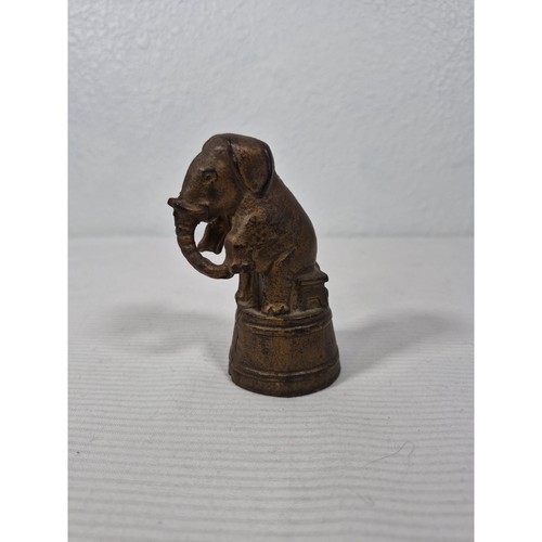 Vintage Cast Iron Circus Elephant Still Bank on Pedestal Metal Coin Bank