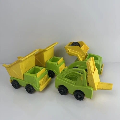 Vintage Fisher Price Little People Lift-N-Load Construction Vehicles Truck 1976