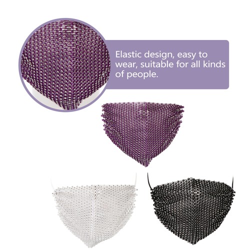 3Pcs Mask Creative Rhinestone Inlaid Mask Ornaments Fishnet Pattern Mask - Imagen 9 de 12