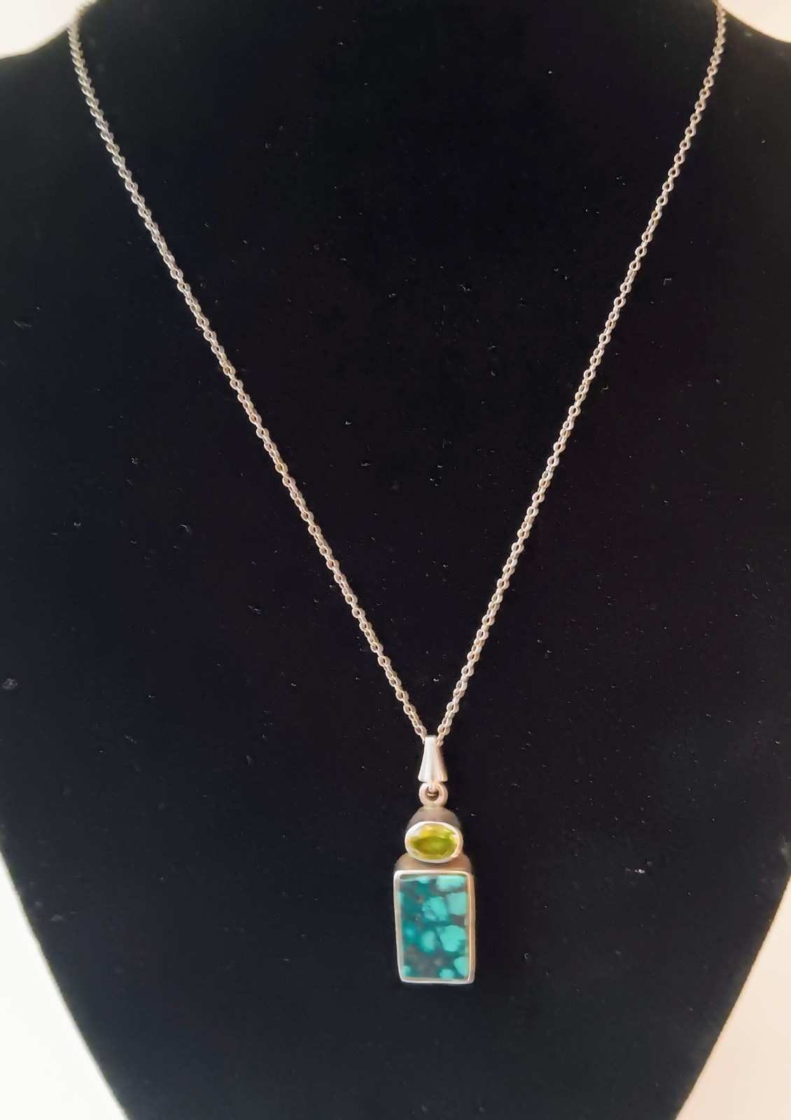 Beautiful Rustic Rectangular 925 Silver Turquoise… - image 1