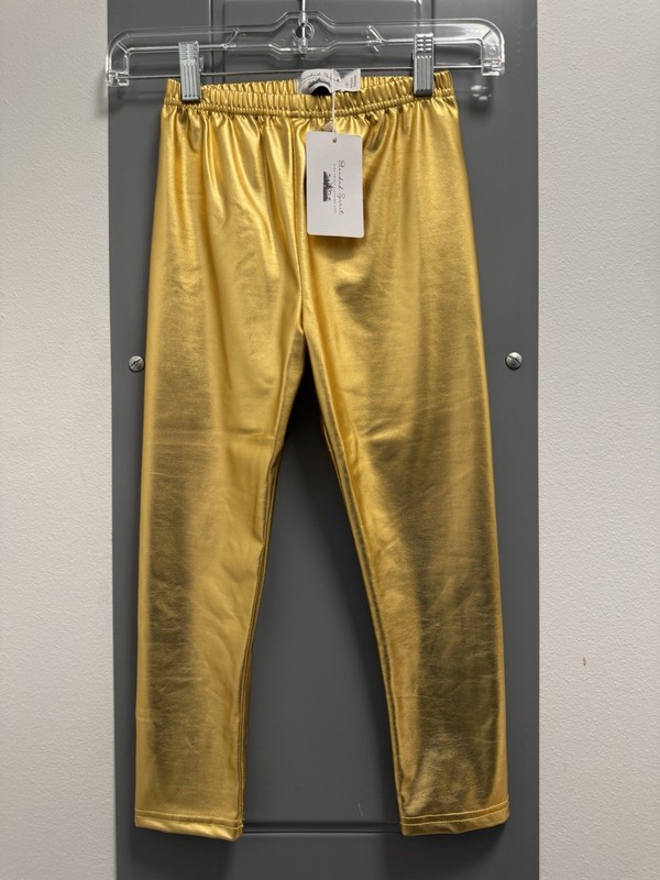 NWT Blended Spirit Girl’s Size 7/8 Metallic Gold Long Pants Dance Bottoms Shiny