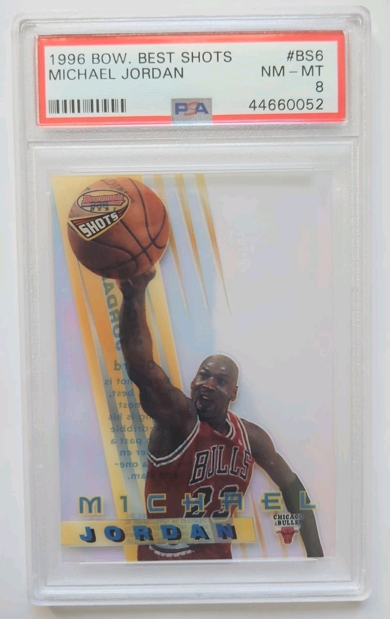 Michael Jordan 1996 Bowman's Best Shots Insert Graded PSA 8 Chicago Bulls #BS6
