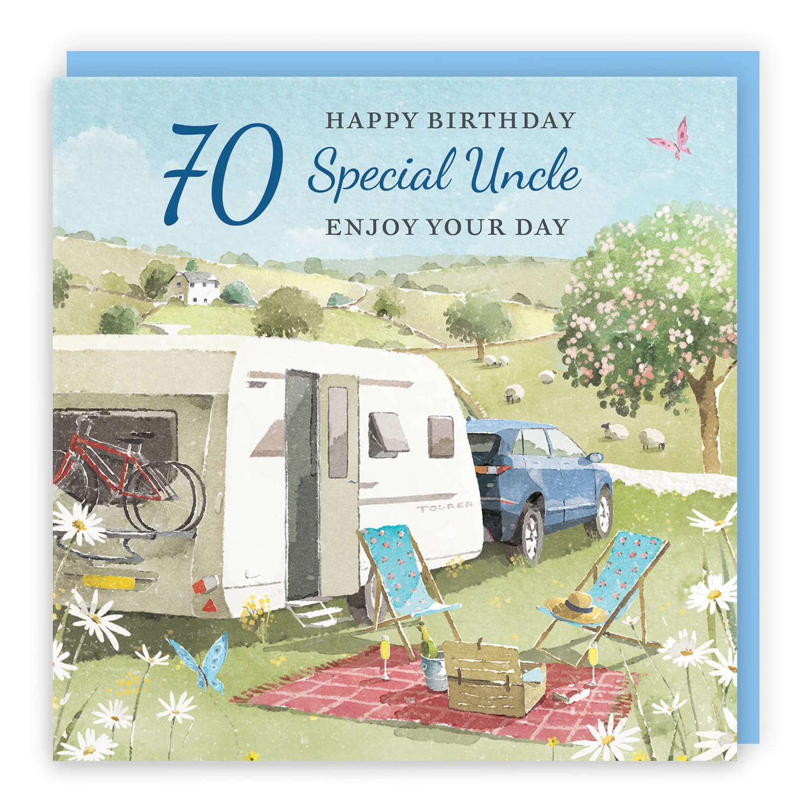70th Uncle Birthday Card Caravan Holiday Milo's Gallery