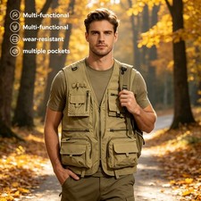 Mesh Breathable Fishing Travel Vest with Zipper Pockets Summer Work Fishing Vest