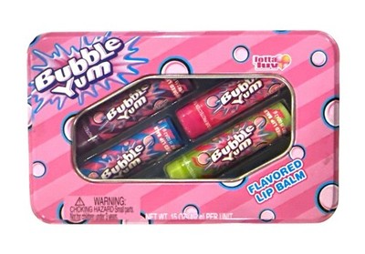 Vintage 2012 Lotta Luv 4pc Lip Balm Tin Set Bubble Yum Original+ Watermelon+ 1b
