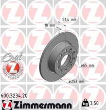 2x Bremsscheibe Zimmermann 600.3234.20 2 Bremsscheiben Hinterachse Hinten