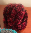 knit hat beanie, handmade by professional knitter, maroon & blac, women's one-si — photo 3