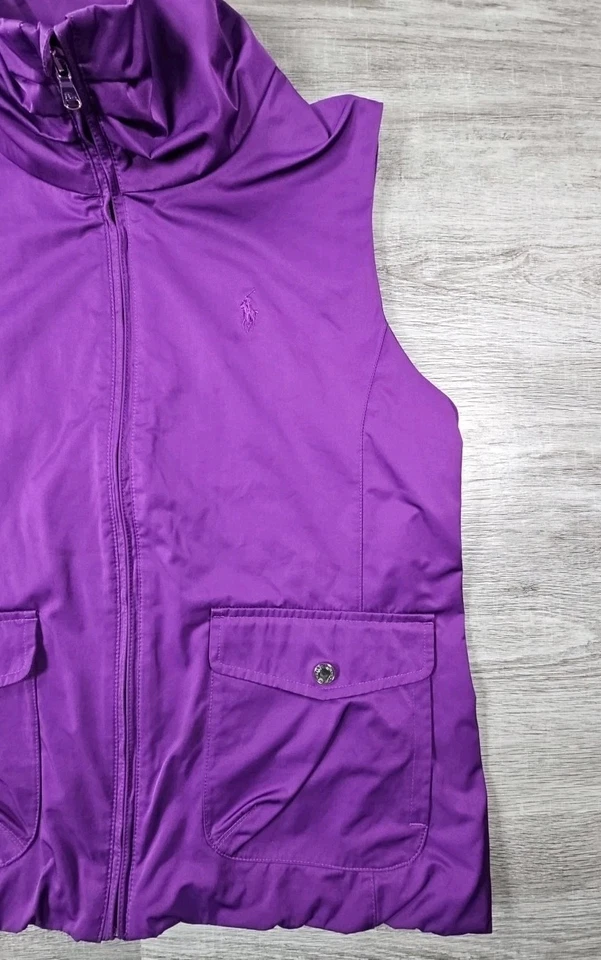 Chaleco de golf Ralph Lauren para mujer L púrpura bolsillos ventilados cremallera completa logotipo de pony Foto 2 de 4