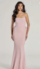 Gwendolyn Glitter Knit Bow-Back Mermaid Dress Size Small