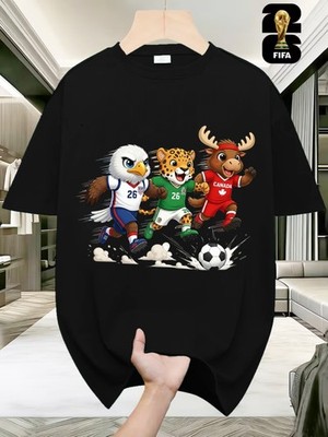 Men's FIFA 2026 World Cup Mascot T-Shirt - Official Mascot Print & Vibrant Str