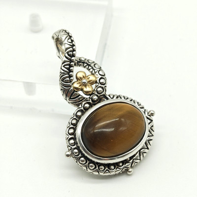 Barbara Bixby Sterling Silber 925 18K Gold Tigerauge Anhänger Enhancer