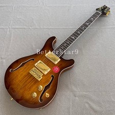Semi-Hollow Electric Guitar Stainless Rounded Fret Spalted Top Tremolo
