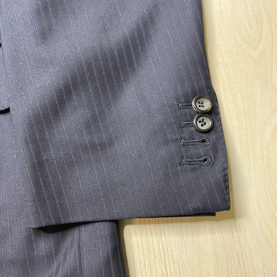 Blazer Canali Colección Exclusiva Rayas Super 200’S Lana Azul Hombre Talla 42R Foto 3 de 4