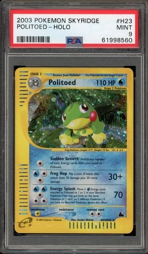 Pokemon Politoed Skyridge Holo Rare #H23 PSA 9 Mint