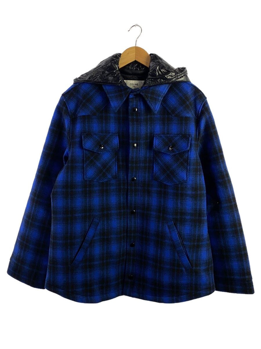 CELINE hooded flannel shirt Jacket blue 50 Used | eBay CELINE hooded flannel shirt Jacket blue 50 Used | eBay
