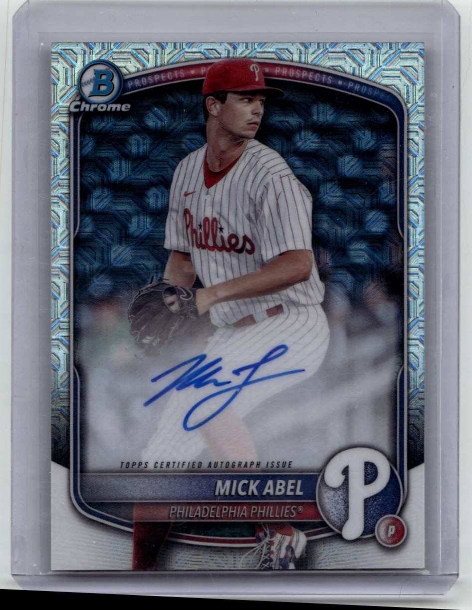 2025 Bowman #BMA-MA Mick Abel Chrome Prospect Autographs Mojo Refractor