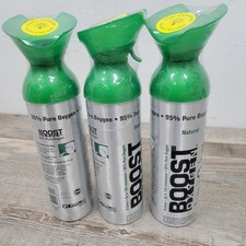 New 3 Boost Oxygen Natural 6L Medium Canisters Respiratory w. Mouth Piece