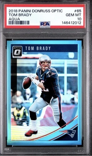 2018 PANINI DONRUSS OPTIC #65 TOM BRADY AQUA 194/299 PATRIOTS HOF 🐐🐐PSA 10